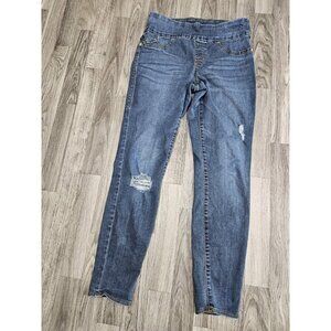 (3/$35) Rock & Republic Jeans Womens 12 Blue Denim Fever Pull On Distressed